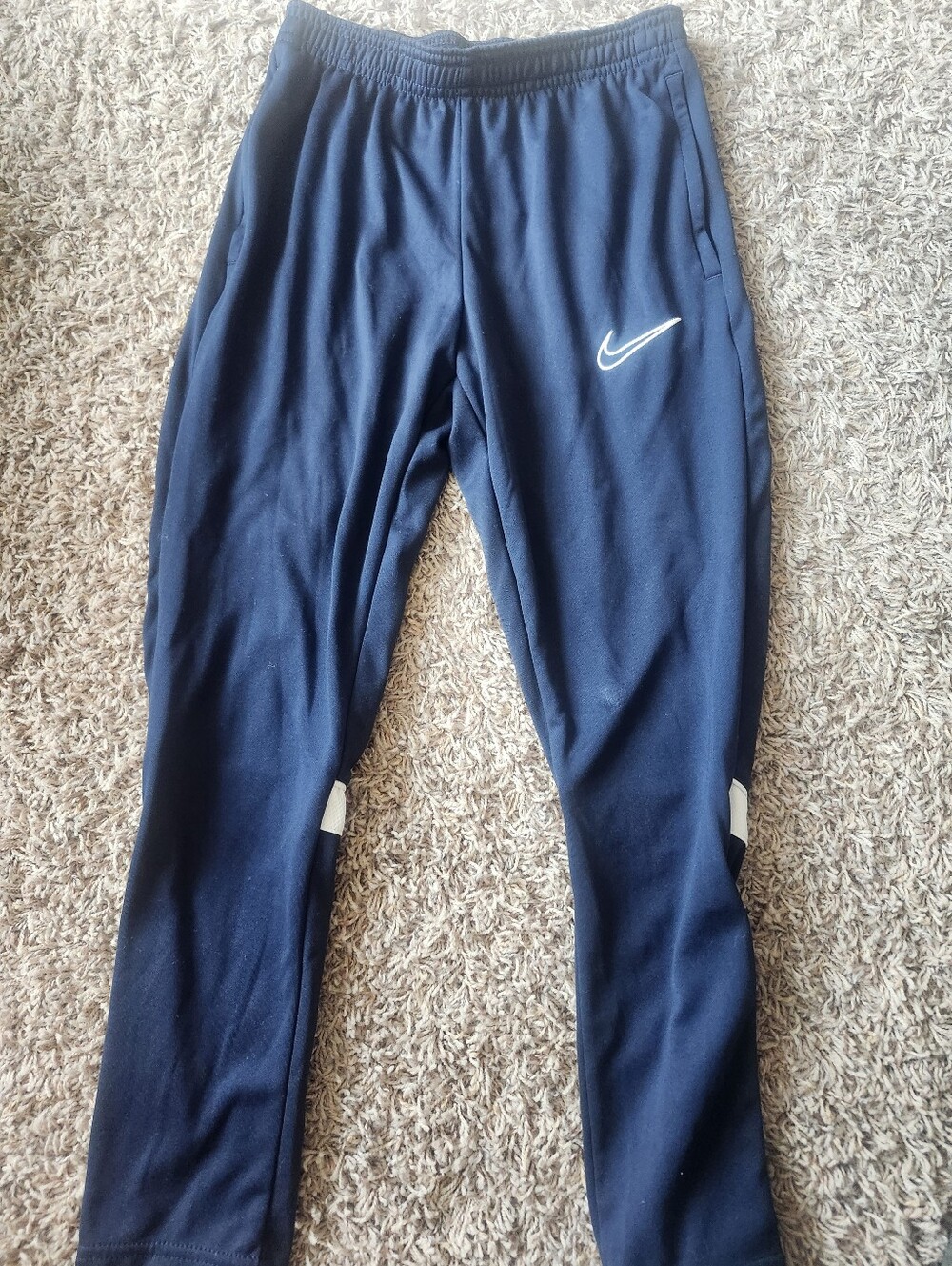 Nike Navy Blue Track Pants with White Swoosh